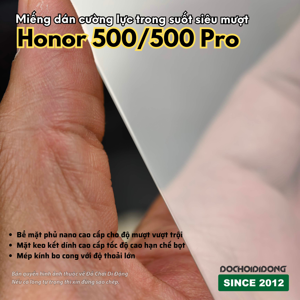 Miếng dán cường lực trong suốt siêu mượt cho Honor 500 / Honor 500 Pro – nano cao cấp