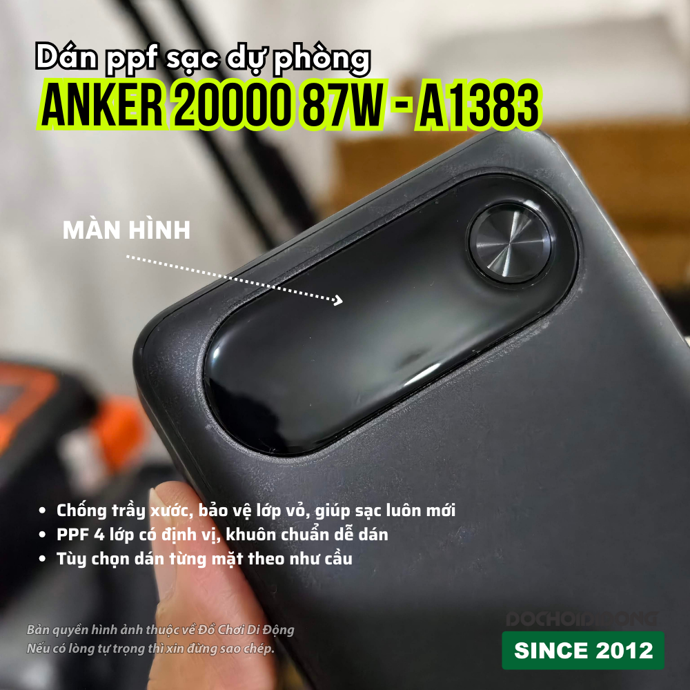 Miếng dán PPF bảo vệ sạc dự phòng Anker 20000 87W - A1383