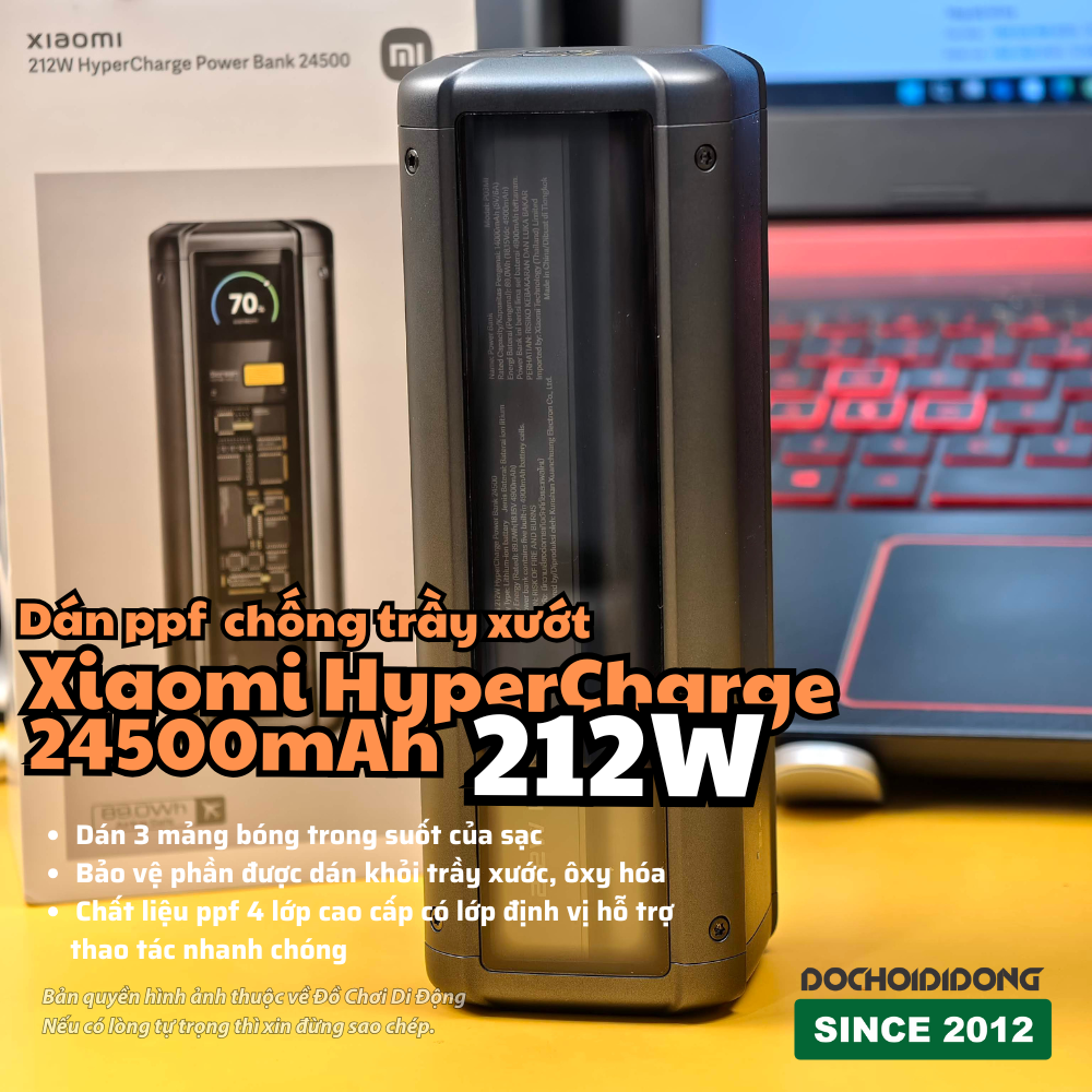 Dán PPF Trong Suốt Chống Trầy Xước Cho Sạc Dự Phòng Xiaomi HyperCharge 212W 24500mAh - Bảo Vệ Toàn Diện, Khoe Trọn Thiết Kế