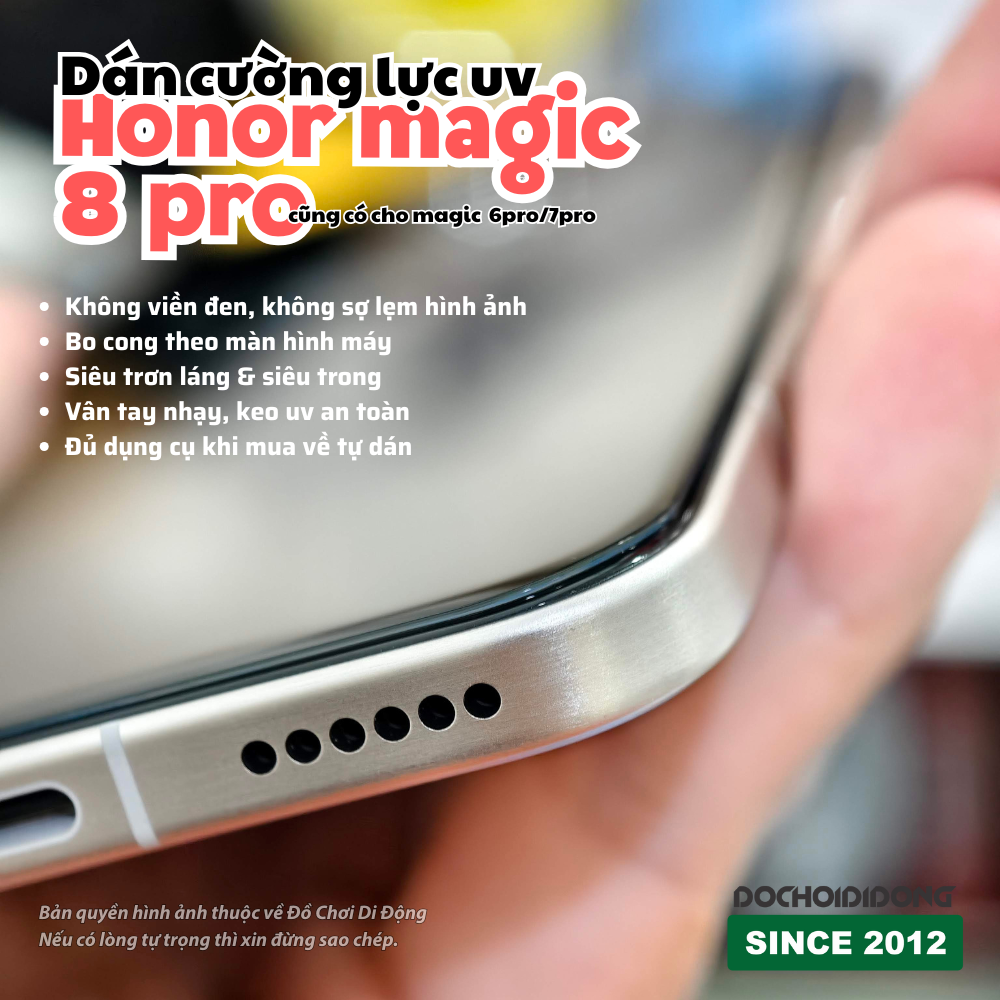 Miếng dán cường lực dán bằng keo UV Zacase cho Honor Magic 7 Pro - 7 RSR - 8 Pro