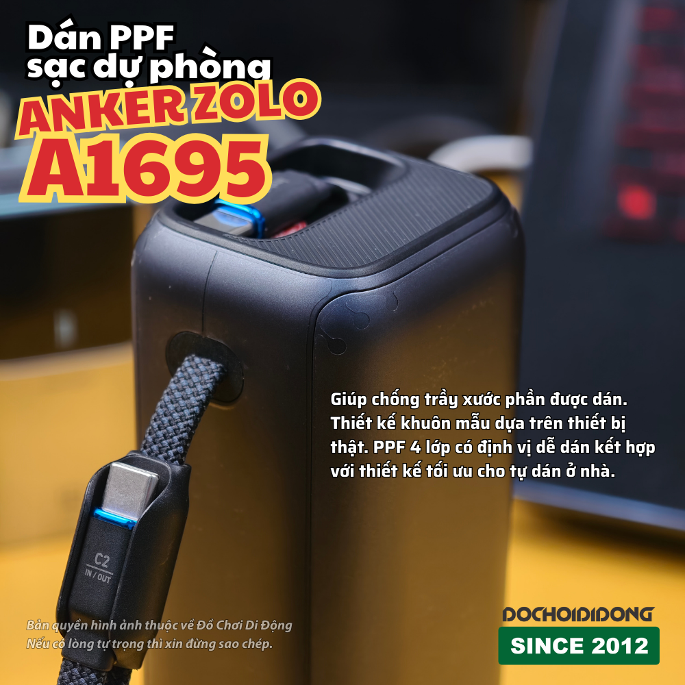 Miếng dán PPF chống trầy màn hình Pin sạc Dự Phòng Anker Zolo 25000 165W - A1695