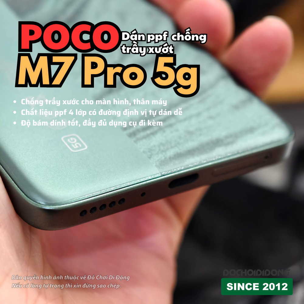 Dán PPF Chống Trầy Xước Full Body/Màn Hình POCO M7 Pro 5G (Nhám/Bóng)
