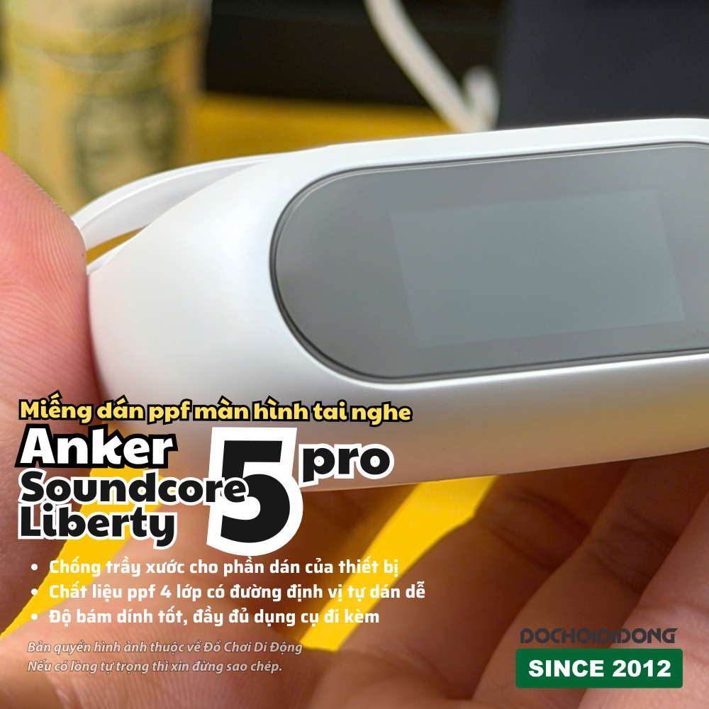 Combo 2 miếng dán PPF màn hình hộp tai nghe Anker Soundcore Liberty 5 Pro | chống trầy cao cấp