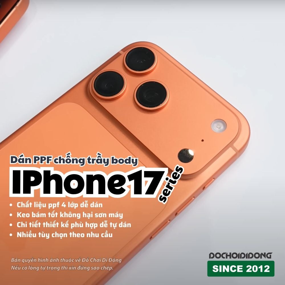 Miếng Dán PPF Chống Trầy Toàn Diện - Bảo Vệ Lưng, Viền, Camera, Màn Hình cho iPhone 17 Pro Max Air