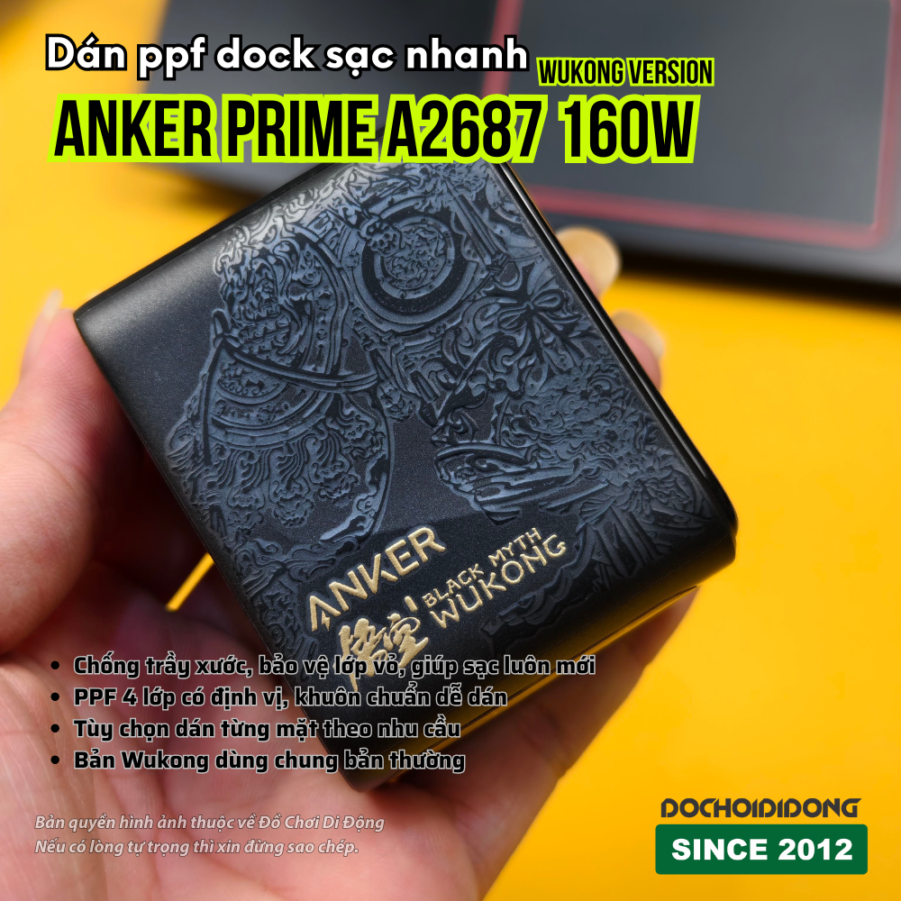 Dán PPF Full Body/Màn Hình Sạc Anker Prime 160W A2687 Wukong - Chống Trầy, Giữ Mới