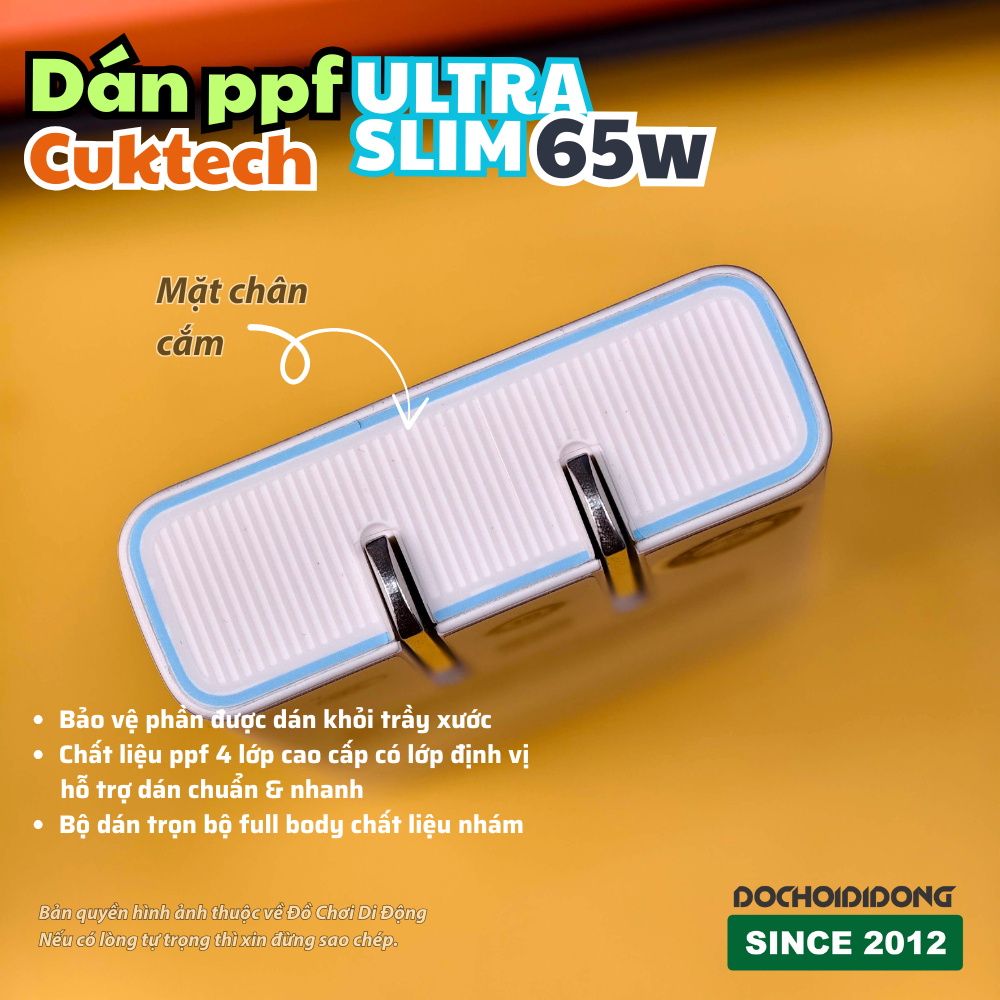 Bộ Dán PPF Full Body Cho Củ Sạc Cuktech Ultra Slim 65W – Chống Trầy Xước, Chống Bám Vân Tay, Bảo Vệ Toàn Diện