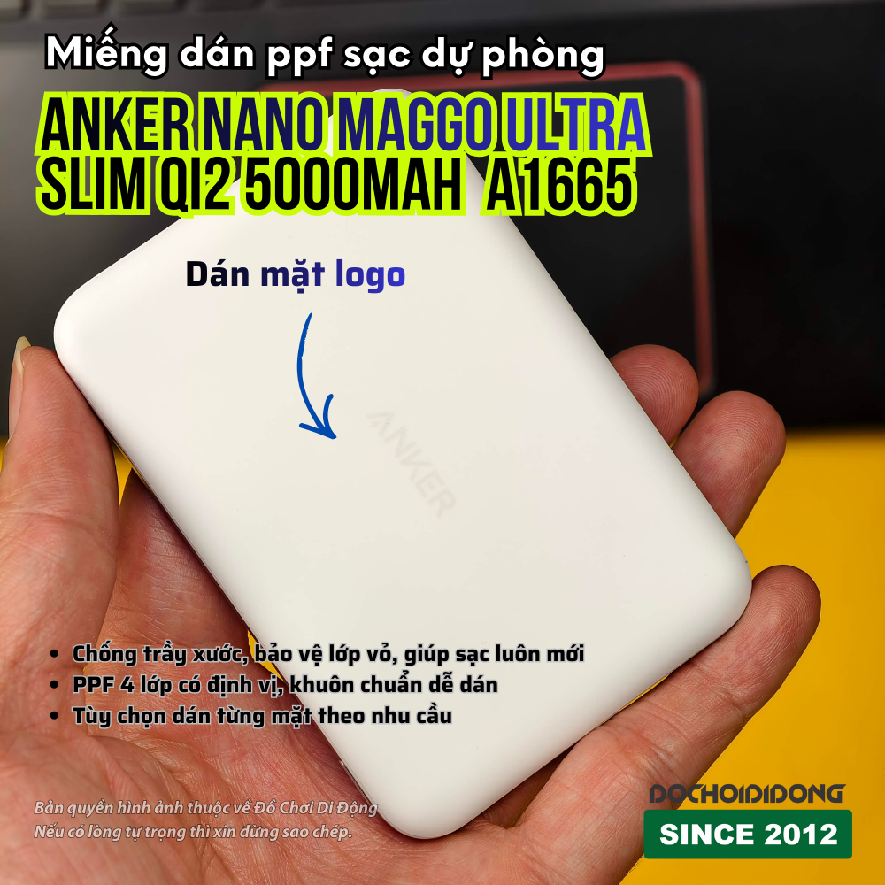 Miếng Dán PPF Anker MagGo Qi2 A1665 5000mah: Chống Xước Dăm, Không Ảnh Hưởng Sạc Không Dây