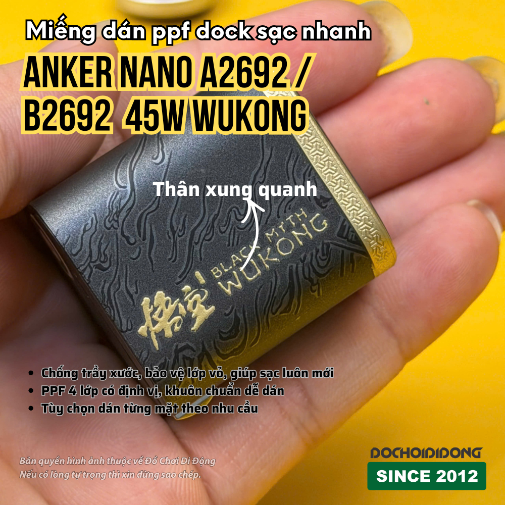 Miếng Dán PPF 4 Lớp Anker Nano A2692 / B2692 45W Wukong - Bảo Vệ Chống Trầy, Giữ Sạc Luôn Như Mới