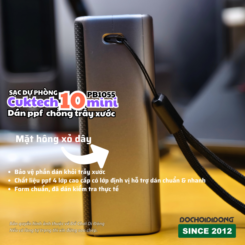 Miếng dán PPF màn hình sạc dự phòng Cuktech 10 Mini trong cao cấp