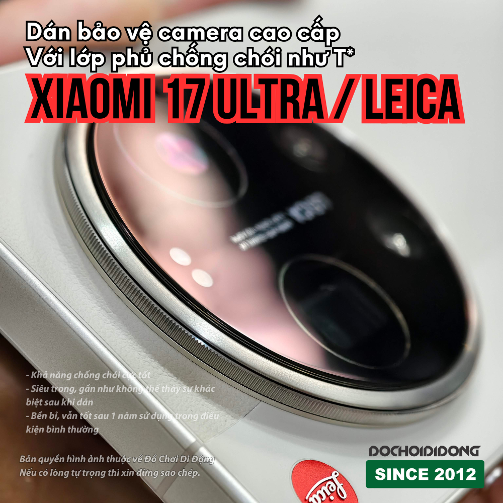 [ Giống Lớp Phủ T* ] Dán Cường Lực Camera Xiaomi 15 - 15 Pro - 17 Ultra Chống Chói Cao Cấp