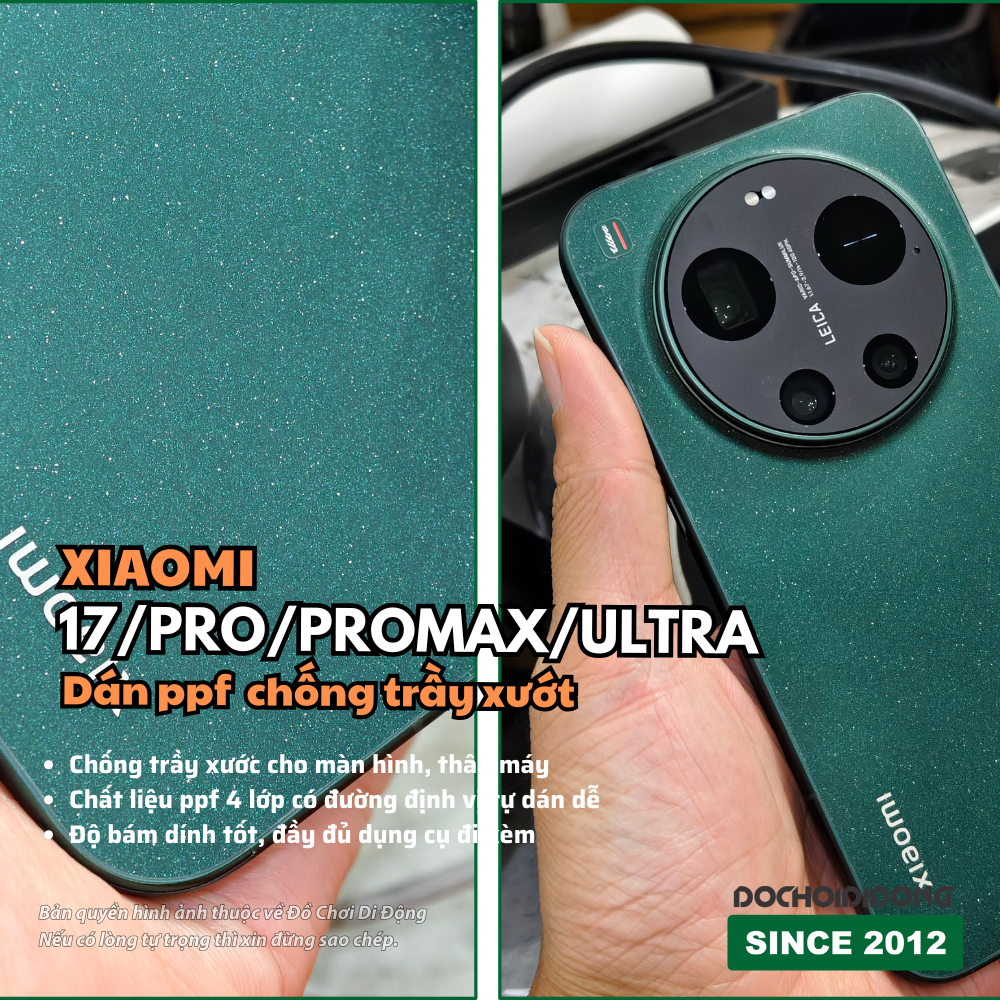 Miếng Dán PPF Full Body Chống Trầy Cho Xiaomi 17 / 17 Pro / 17 Pro Max Ultra (Màn Hình + Lưng Viền, màn hình phụ phía sau)