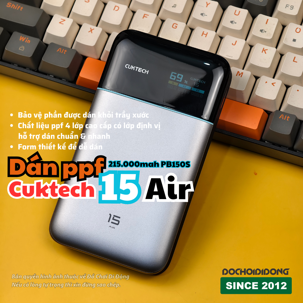 Dán Ppf sạc dự phòng Cuktech 15 Air 15.000mah PB150S cao cấp