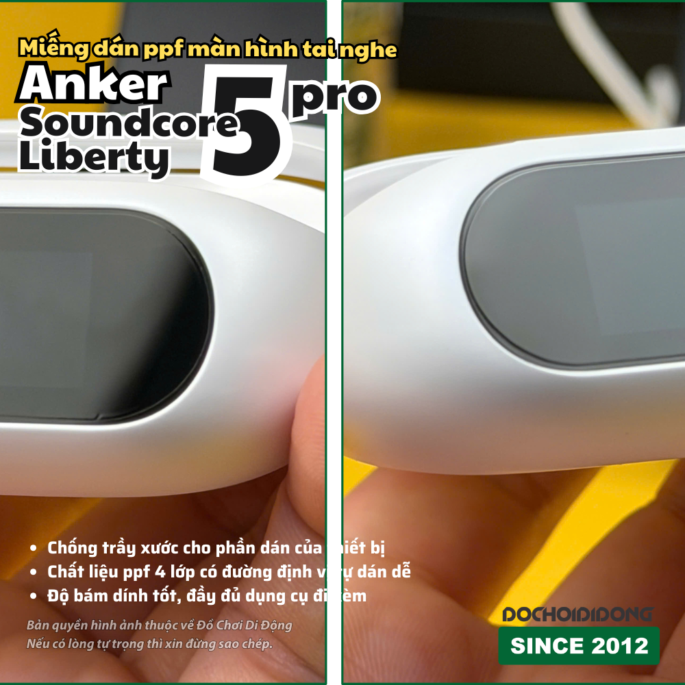 Combo 2 miếng dán PPF màn hình hộp tai nghe Anker Soundcore Liberty 5 Pro | chống trầy cao cấp