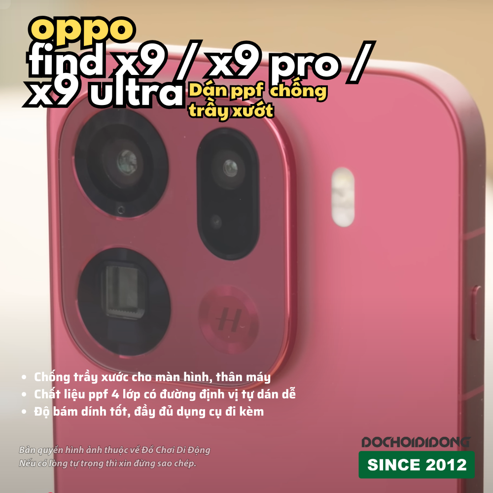 Miếng Dán PPF Chống Trầy Xước Full Body Cho Oppo Find X9 / X9 Pro / X9 Ultra (Nhám/Bóng/Full Viền)