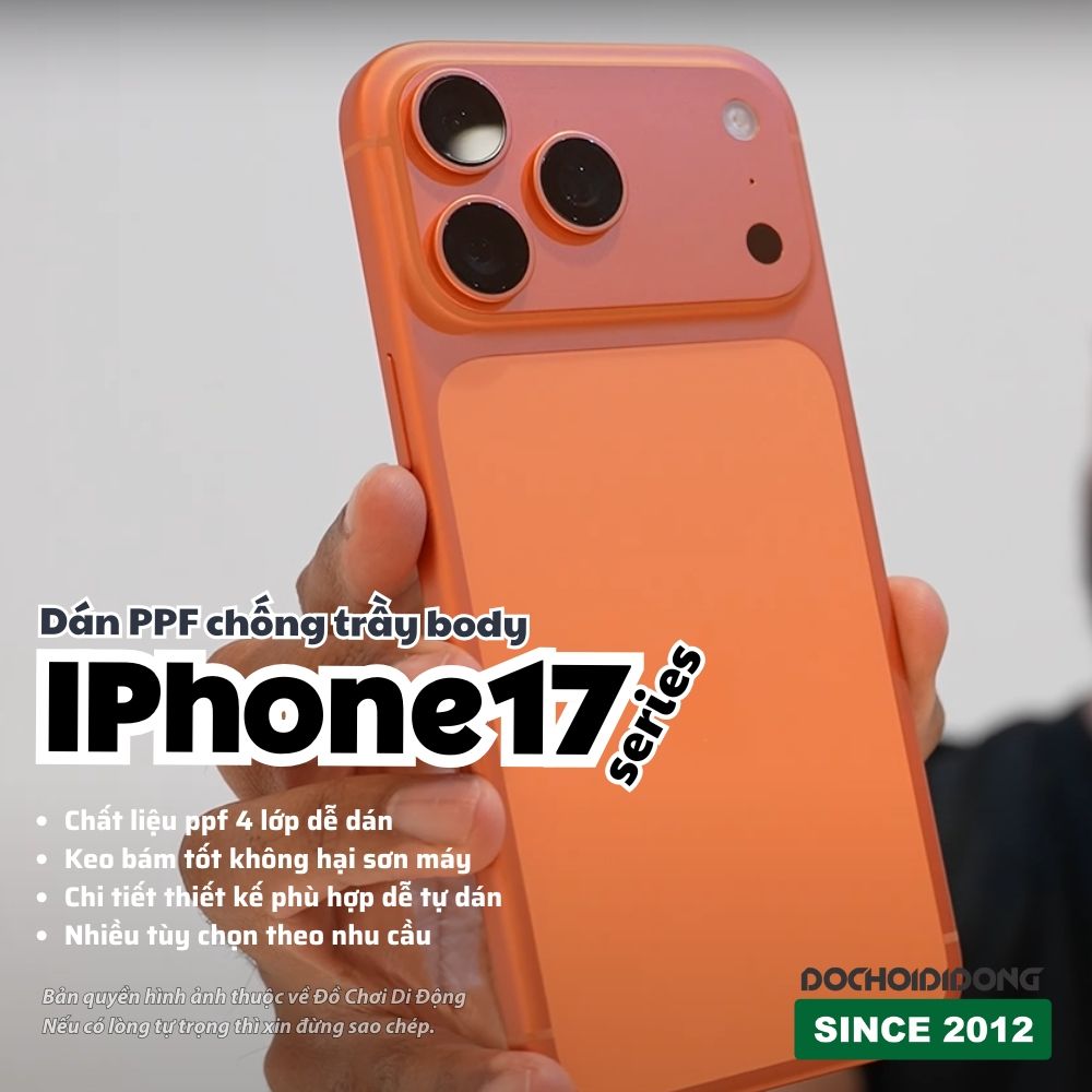 Miếng Dán PPF Chống Trầy Toàn Diện - Bảo Vệ Lưng, Viền, Camera, Màn Hình cho iPhone 17 Pro Max Air