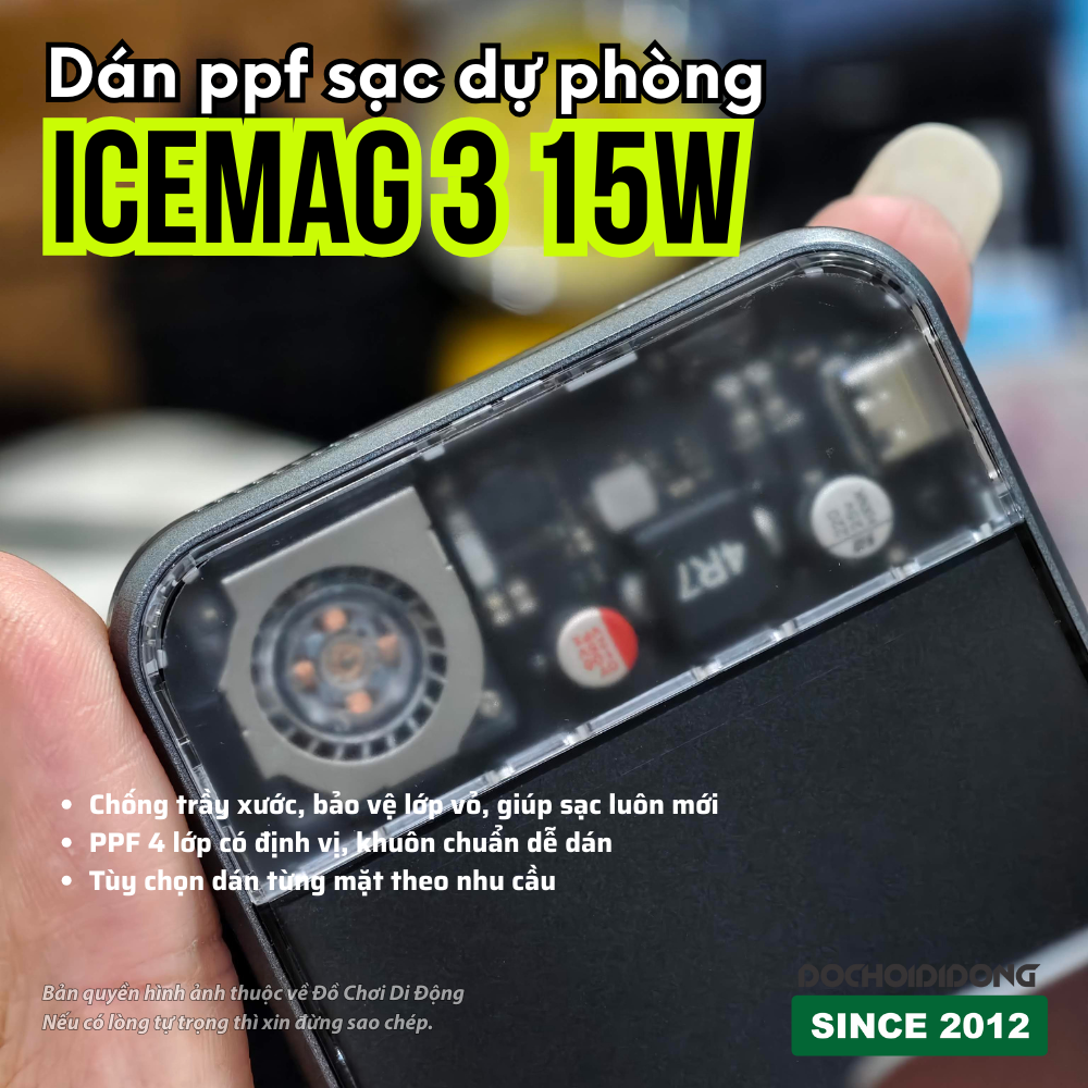 Dán PPF Bảo Vệ Mặt Trong Suốt Sạc Dự Phòng Sharge Icemag 3 15W (Chống Trầy, Tự Phục Hồi)