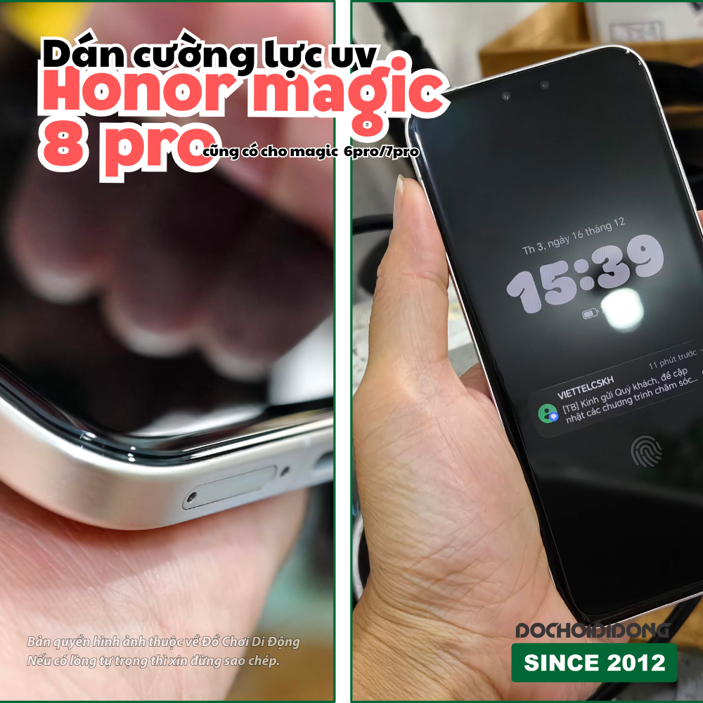 Miếng dán cường lực dán bằng keo UV Zacase cho Honor Magic 7 Pro - 7 RSR - 8 Pro