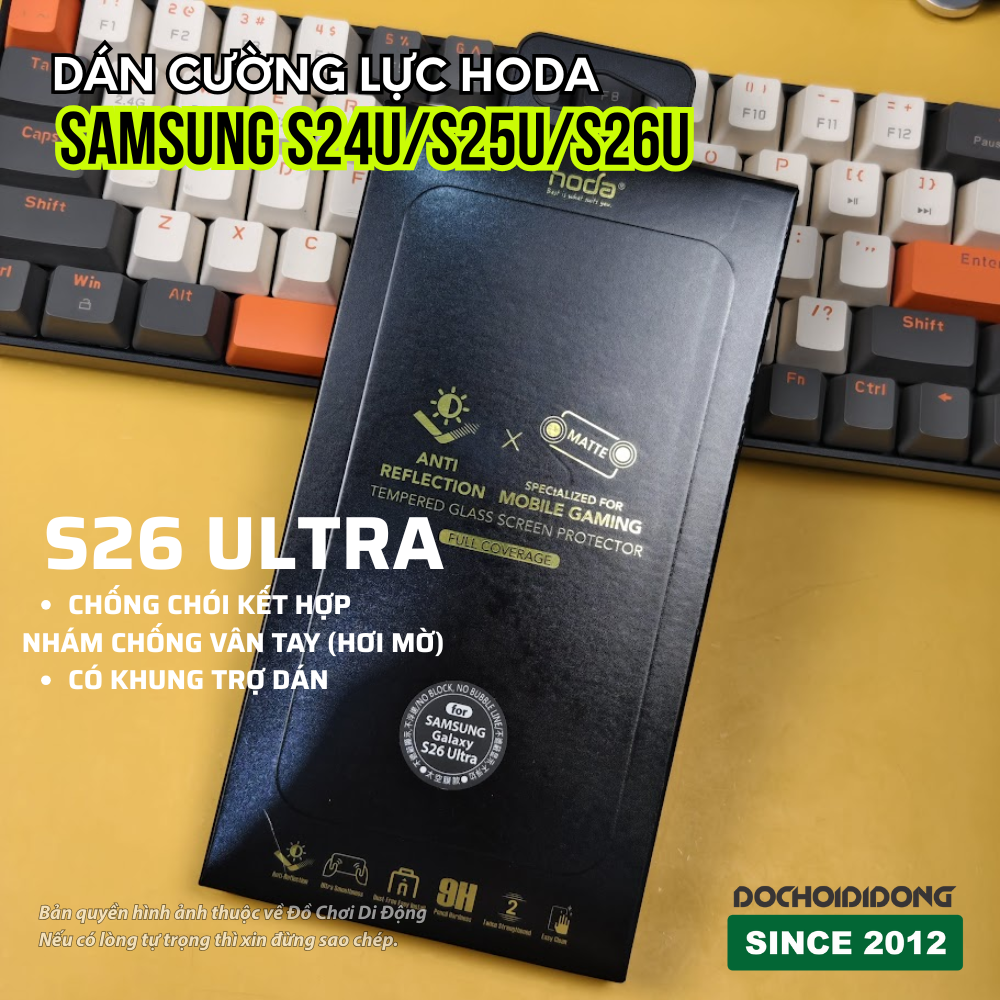 Dán cường lực chống chói Samsung Galaxy S24 S25 S26 Ultra HODA cao cấp Anti-Reflection (AR) - NHÁM 2IN1