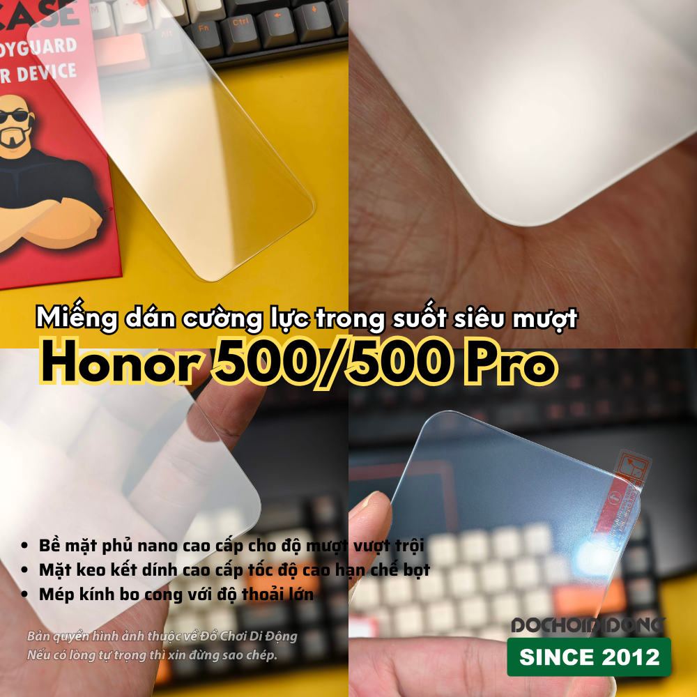 Miếng dán cường lực trong suốt siêu mượt cho Honor 500 / Honor 500 Pro – nano cao cấp