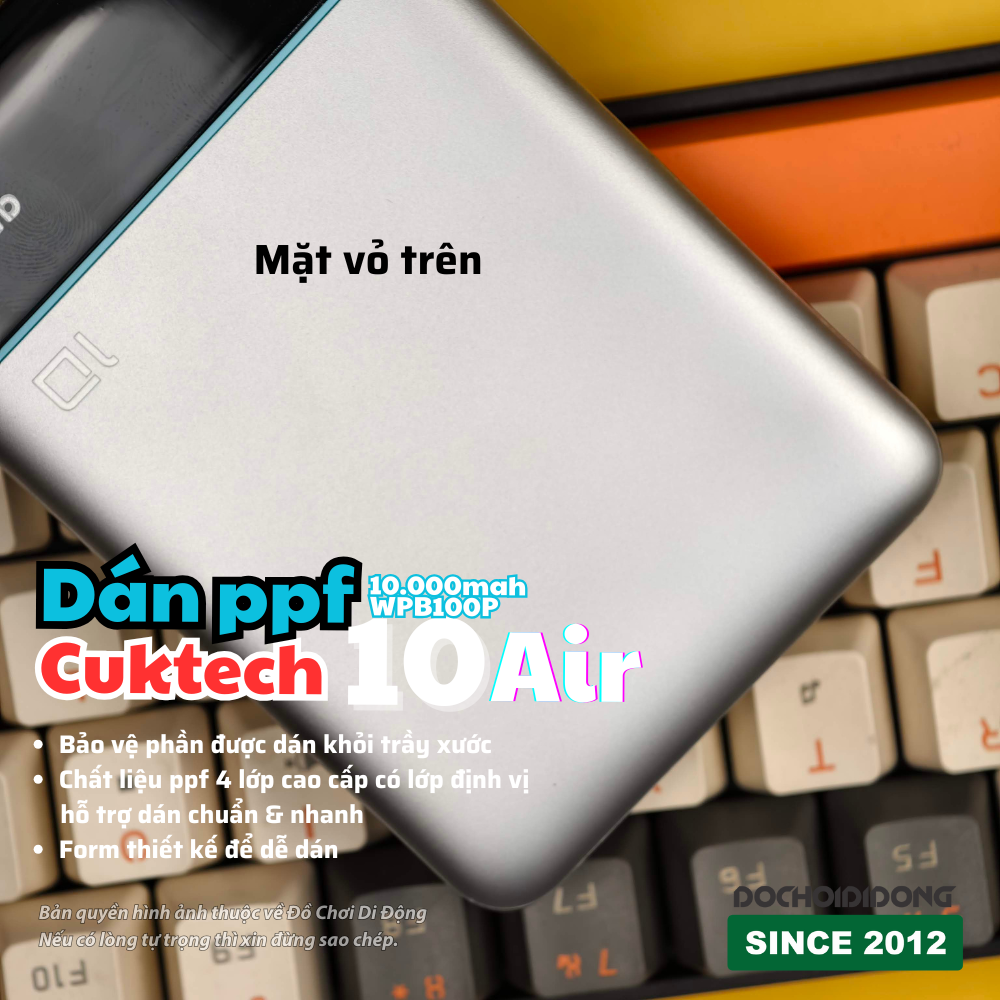 Dán PPF Full Body Bảo Vệ Sạc Dự Phòng Cuktech 10 Air 10000mAh WPB100P (Tùy Chọn Màn Hình)