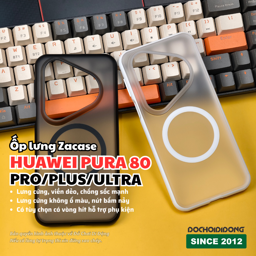 Ốp Lưng Zacase Chính Hãng Cho Huawei Pura 80 Pro / Plus / Ultra | Chống Sốc Mạnh Mẽ, Tùy Chọn Vòng Nam Châm