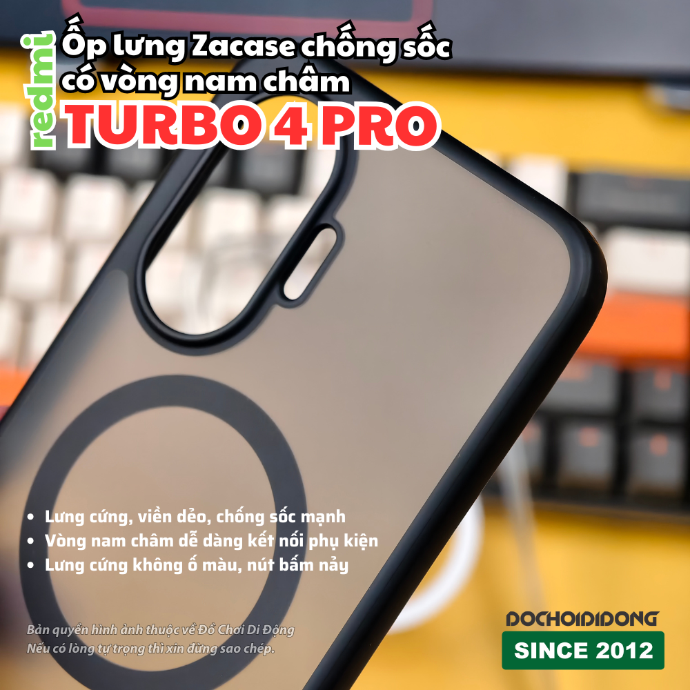 Ốp Lưng Zacase Chống Sốc Có Vòng Nam Châm Redmi Turbo 4 Pro - Bảo Vệ Toàn Diện, Tiện Ích Đỉnh Cao
