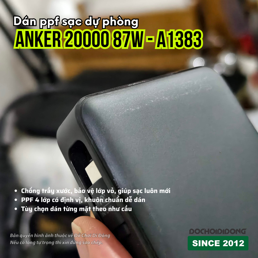 Miếng dán PPF bảo vệ sạc dự phòng Anker 20000 87W - A1383