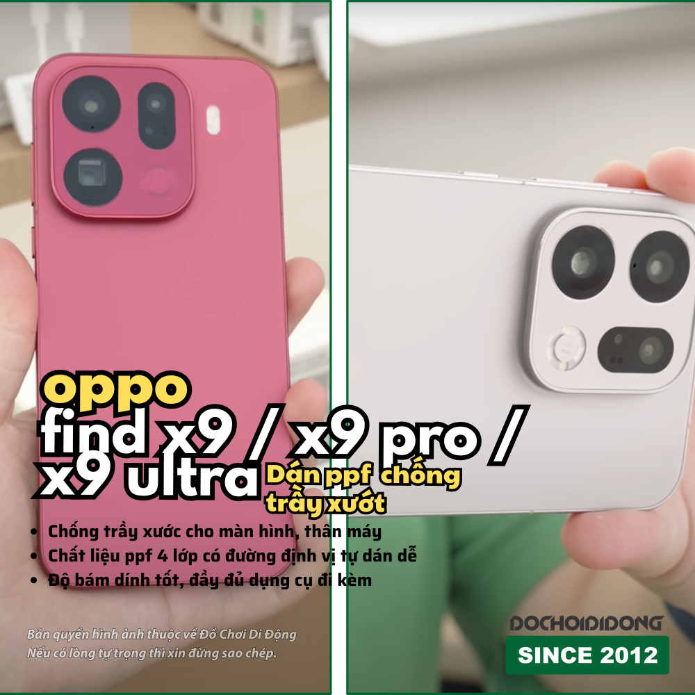Miếng Dán PPF Chống Trầy Xước Full Body Cho Oppo Find X9 / X9 Pro / X9 Ultra (Nhám/Bóng/Full Viền)