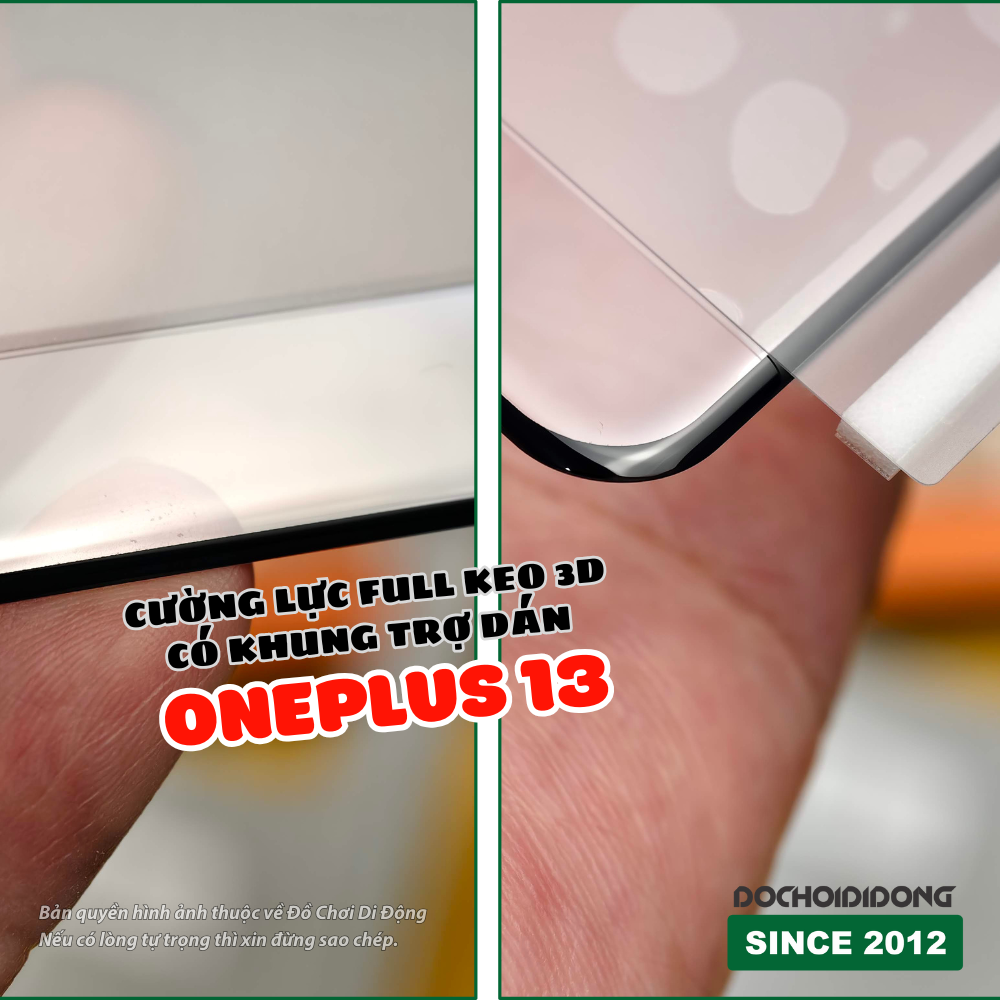 Miếng dán cường lực OnePlus 13 Full keo 3D có khung trợ dán
