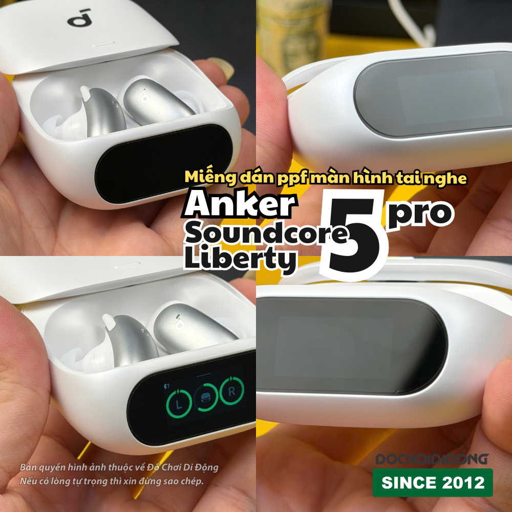 Combo 2 miếng dán PPF màn hình hộp tai nghe Anker Soundcore Liberty 5 Pro | chống trầy cao cấp