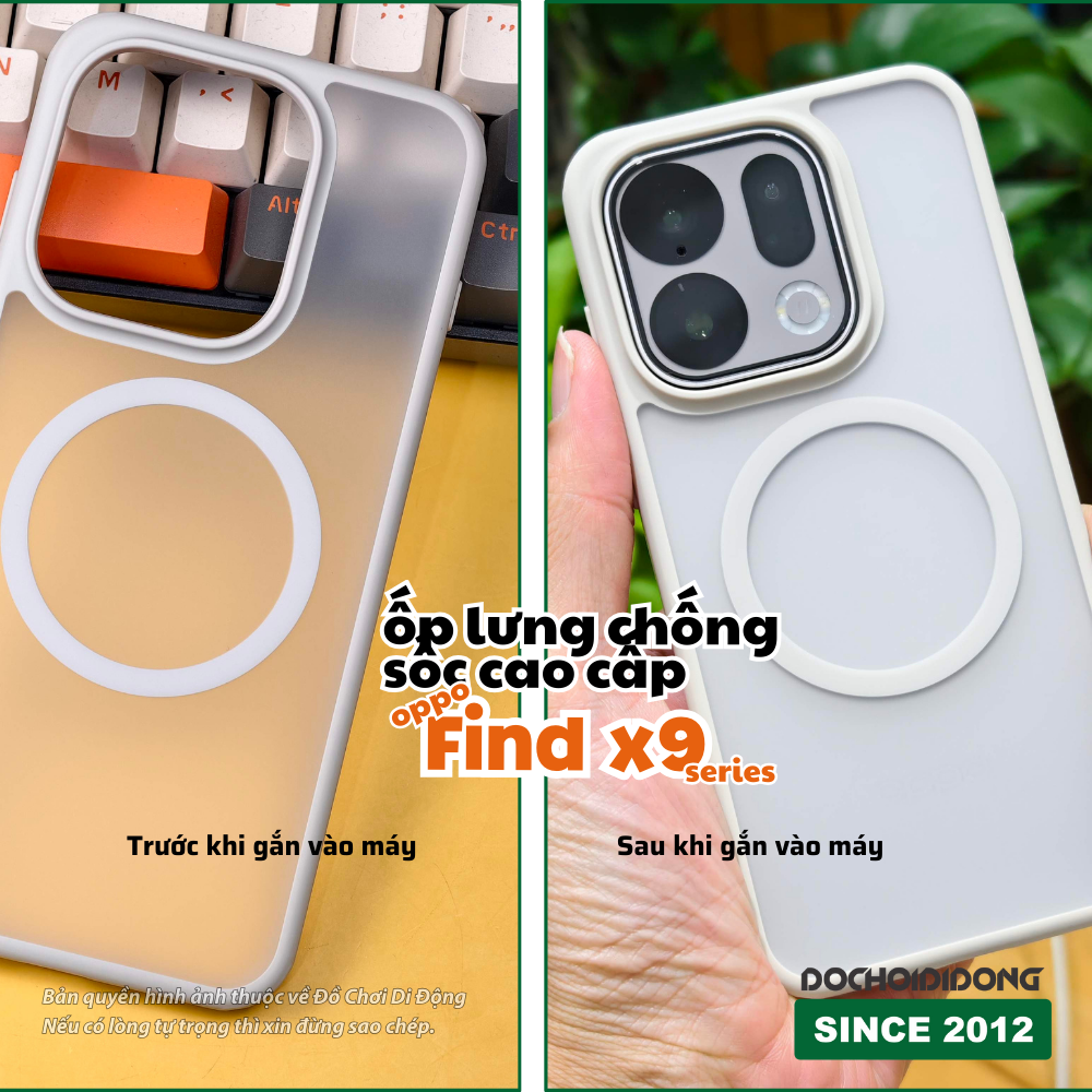 Ốp Lưng Chống Sốc Oppo Find X9 / X9 Pro / X9 Ultra (Lưng Cứng Viền Dẻo, Có Vòng Nam Châm)
