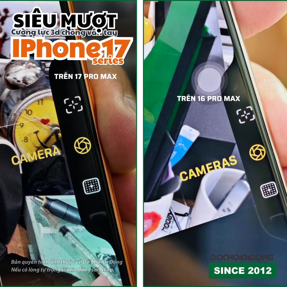 Kính Cường Lực 3D Nano Siêu Siêu Mượt Cho iPhone 17 / 16 Series (Pro / Pro Max)
