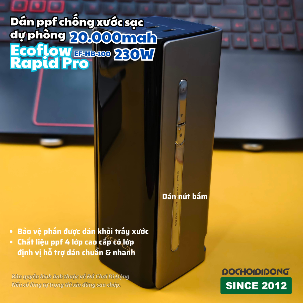 Bộ Dán PPF Chống Trầy Xước Cho Sạc Dự Phòng Ecoflow Rapid Pro 230W (EF-HB-100)