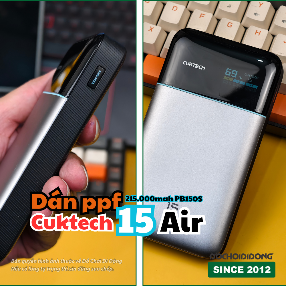 Dán Ppf sạc dự phòng Cuktech 15 Air 15.000mah PB150S cao cấp