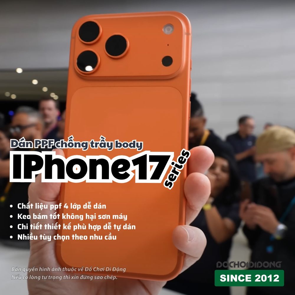 Miếng Dán PPF Chống Trầy Toàn Diện - Bảo Vệ Lưng, Viền, Camera, Màn Hình cho iPhone 17 Pro Max Air