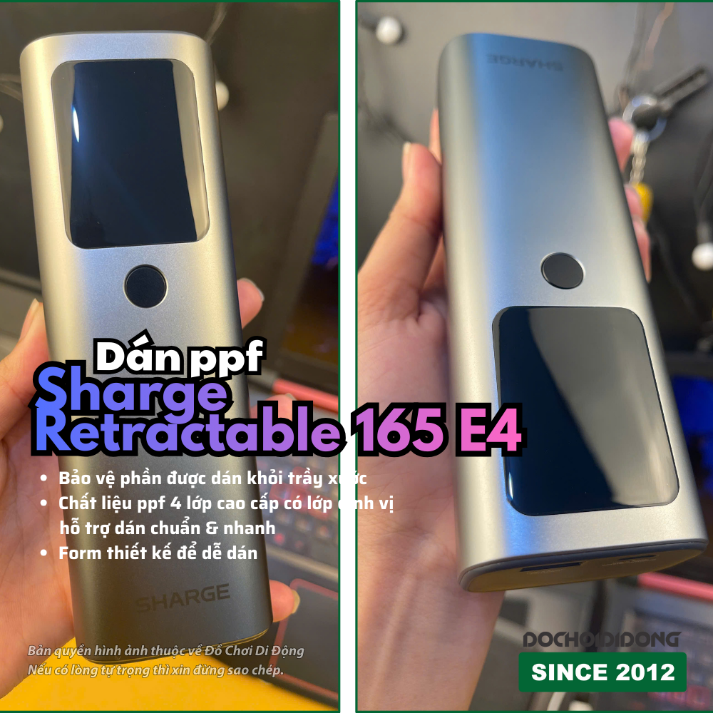 Dán PPF Chống Trầy Xước Sạc Dự Phòng Sharge Retractable 165W E4