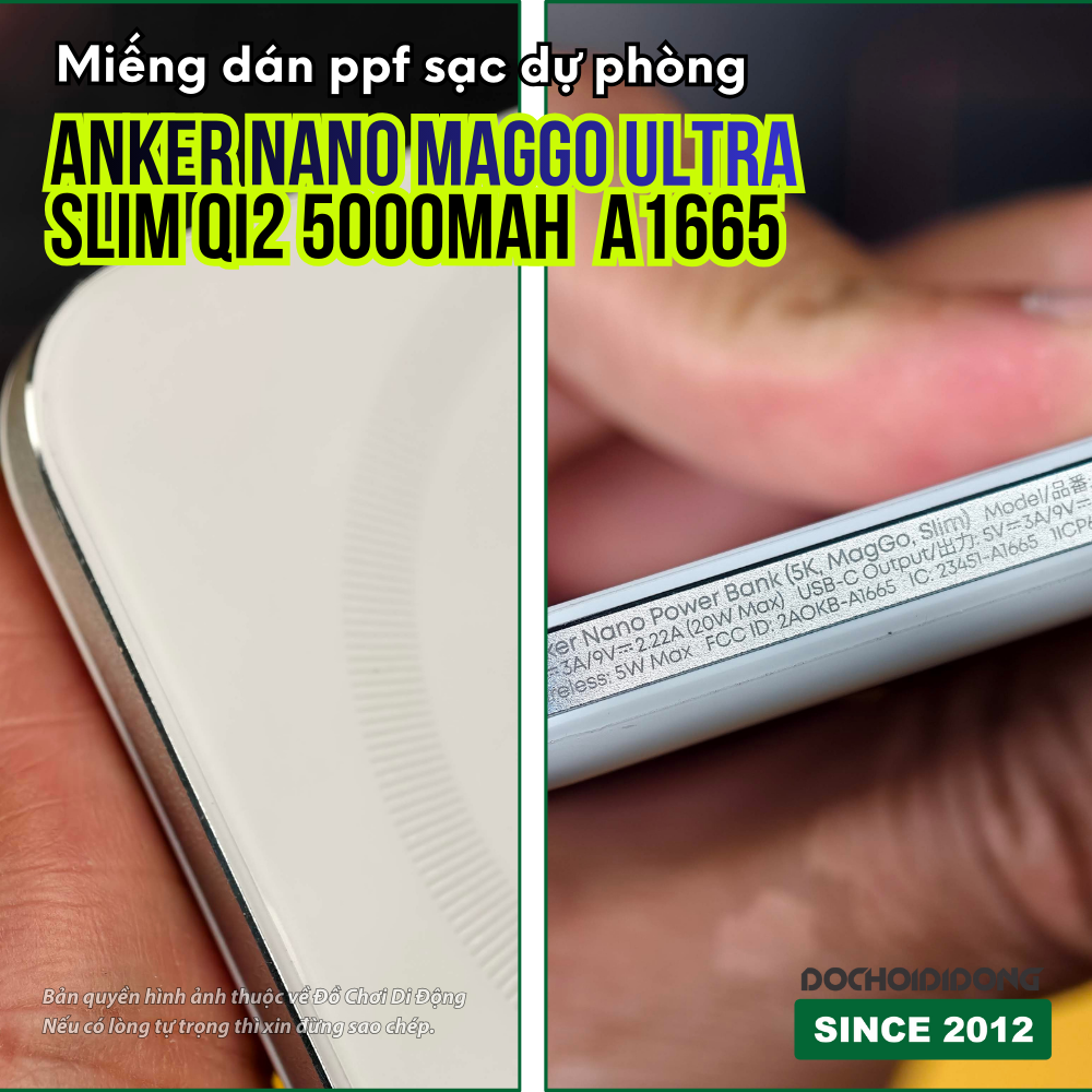 Miếng Dán PPF Anker MagGo Qi2 A1665 5000mah: Chống Xước Dăm, Không Ảnh Hưởng Sạc Không Dây