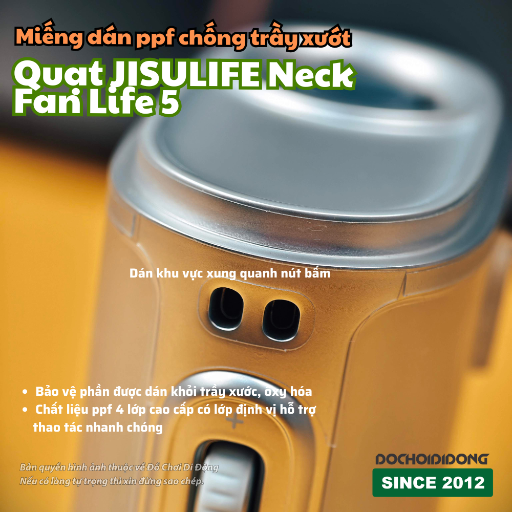 Miếng dán PPF chống trầy cho quạt JISULIFE Neck Fan Life 5 bảo vệ toàn diện