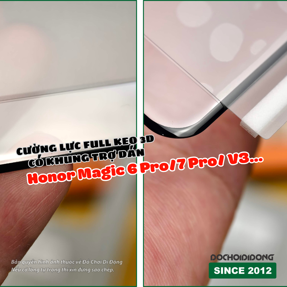 Miếng Dán Cường Lực Honor Magic 6 Pro / 7 Pro / V3 Full Keo 3D Có Khung Trợ Dán
