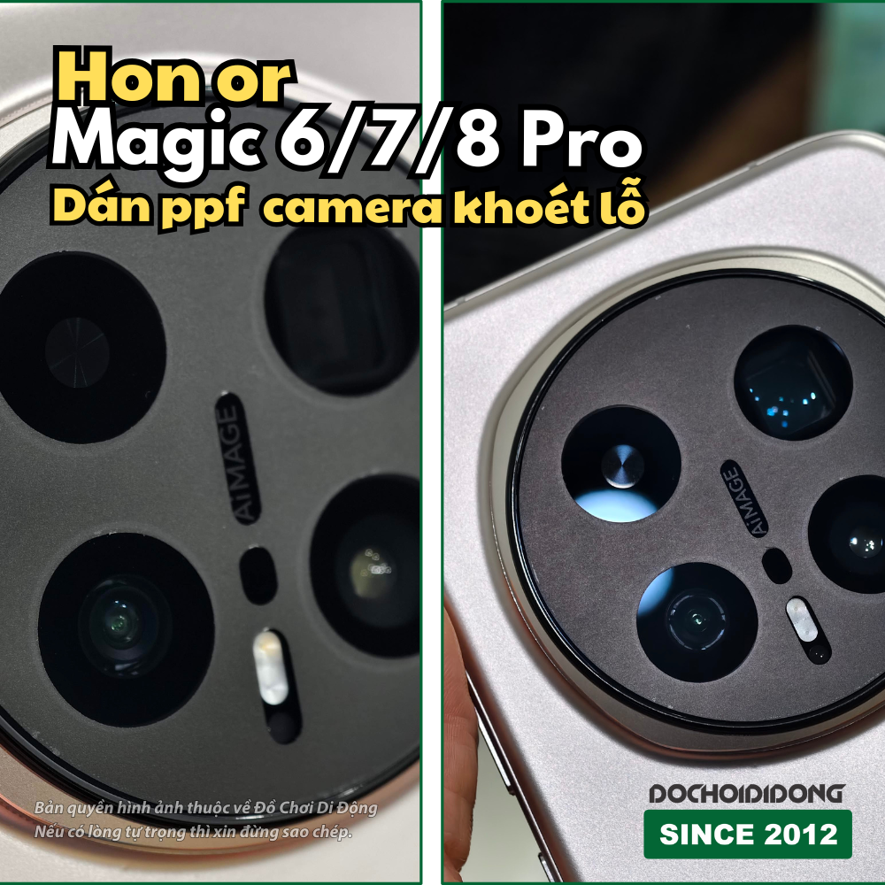 Combo 2 miếng Dán PPF Camera Khoét Lỗ Honor Magic 6 / 7 / 8 Pro (Nhám/Bóng - Không Che Ống Kính)