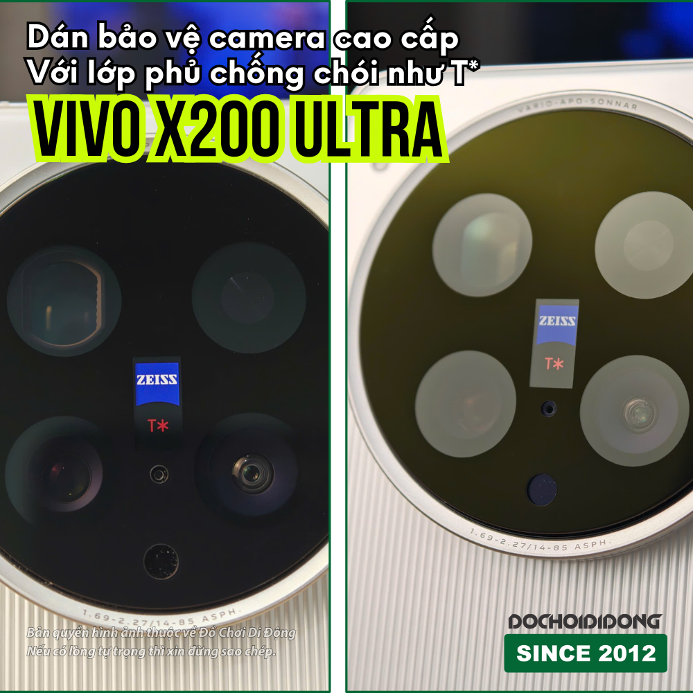 [ Giống Lớp Phủ T* ] Dán Cường Lực Camera Vivo X100 Ultra - X200 Ultra Chống Chói Cao Cấp