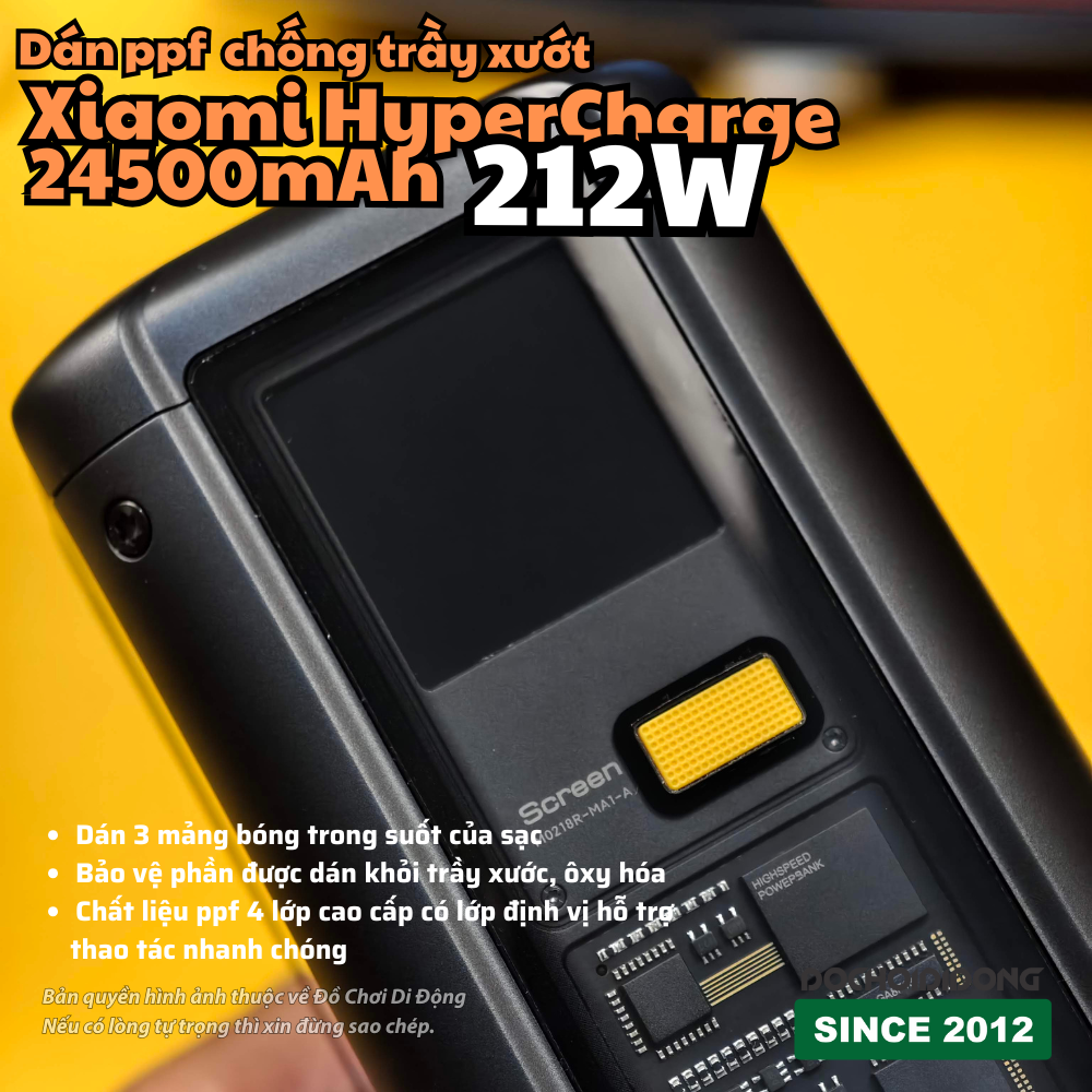 Dán PPF Trong Suốt Chống Trầy Xước Cho Sạc Dự Phòng Xiaomi HyperCharge 212W 24500mAh - Bảo Vệ Toàn Diện, Khoe Trọn Thiết Kế