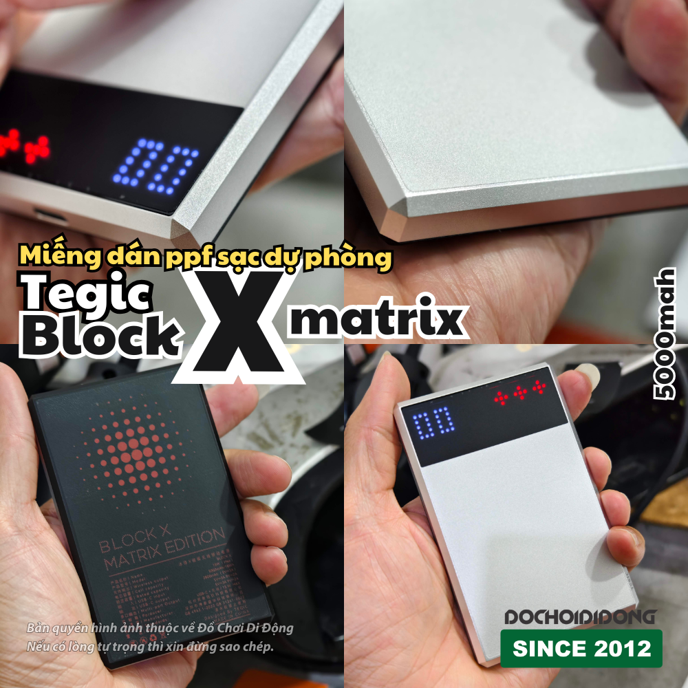 Miếng Dán PPF Sạc Dự Phòng Tegic Block X Matrix 5000mAh