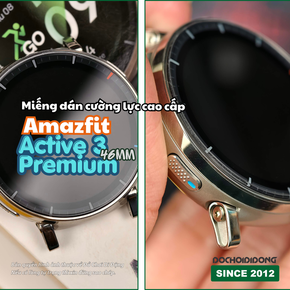 Miếng Dán Cường Lực Amazfit Active 3 Premium 46mm - Chống Va Đập 9H Siêu Xịn