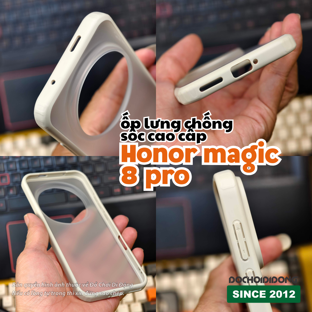 Ốp Lưng Chống Sốc Honor Magic 8 Pro (Lưng Cứng Viền Dẻo, Gờ Camera Cao) - Chống Bám Vân Tay