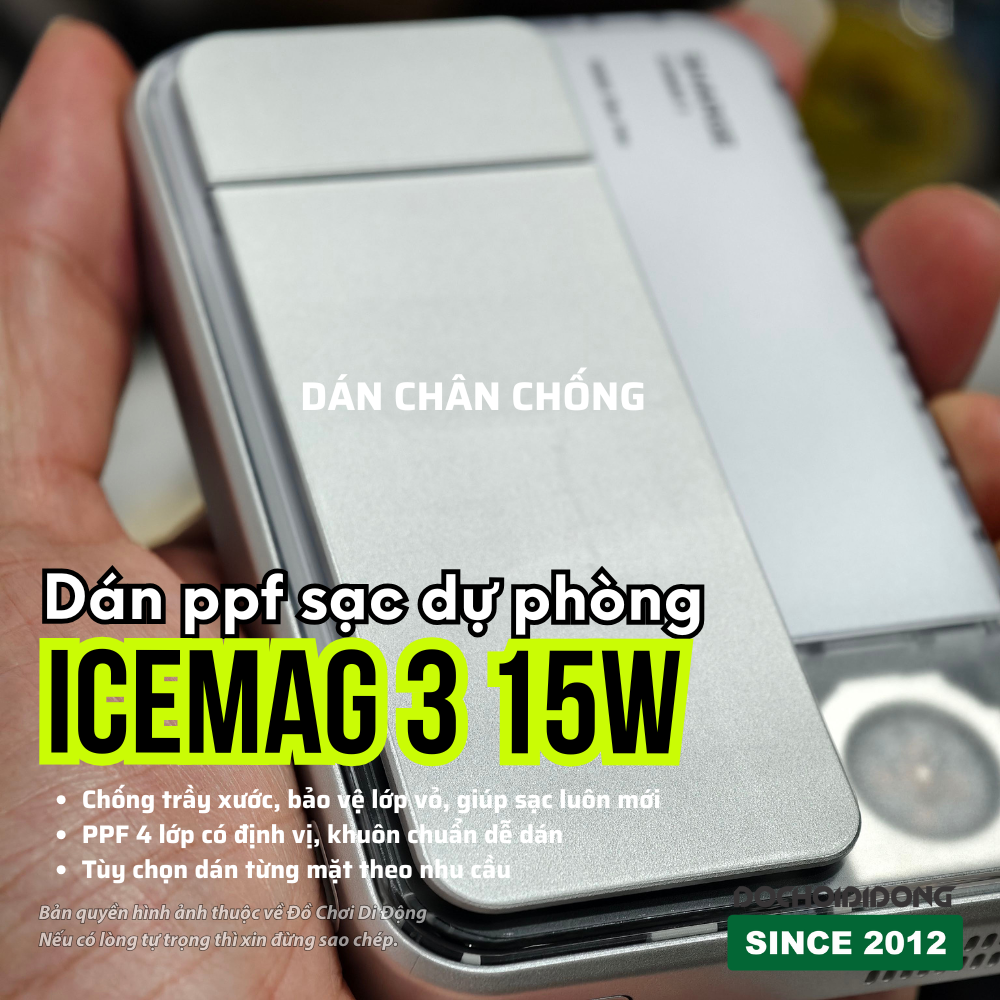 Dán PPF Bảo Vệ Mặt Trong Suốt Sạc Dự Phòng Sharge Icemag 3 15W (Chống Trầy, Tự Phục Hồi)