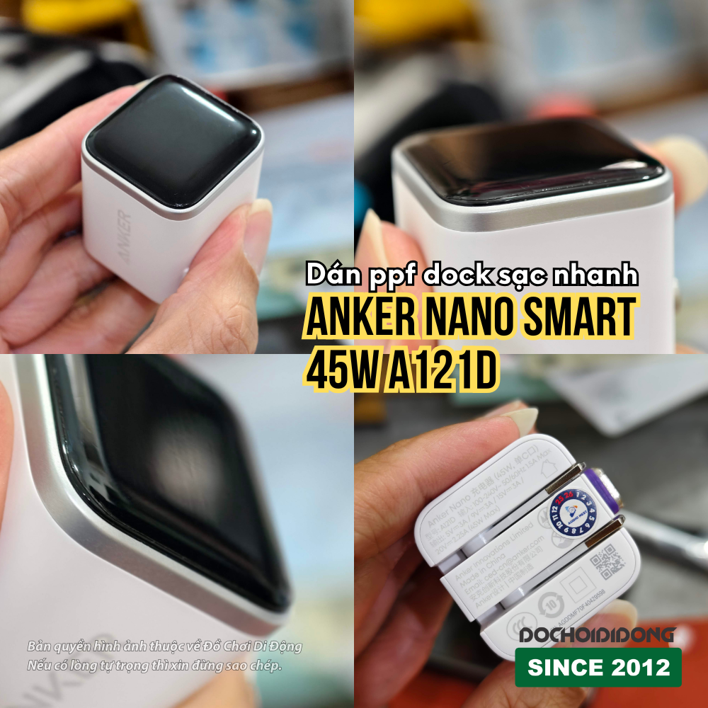 Dán PPF Chống Trầy Xước Củ Sạc Anker Nano Smart 45W A121D (Full Body/Mặt Đen Bóng)