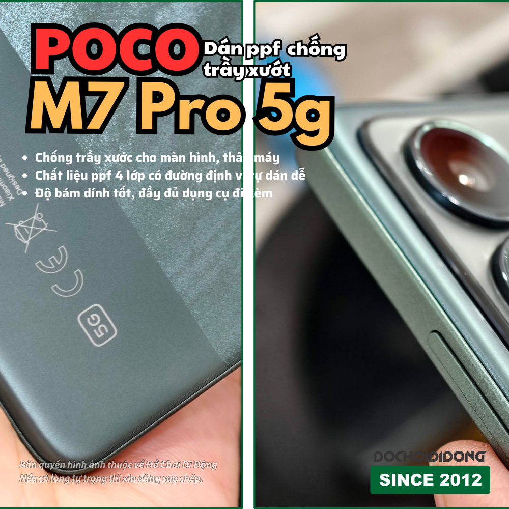 Dán PPF Chống Trầy Xước Full Body/Màn Hình POCO M7 Pro 5G (Nhám/Bóng)