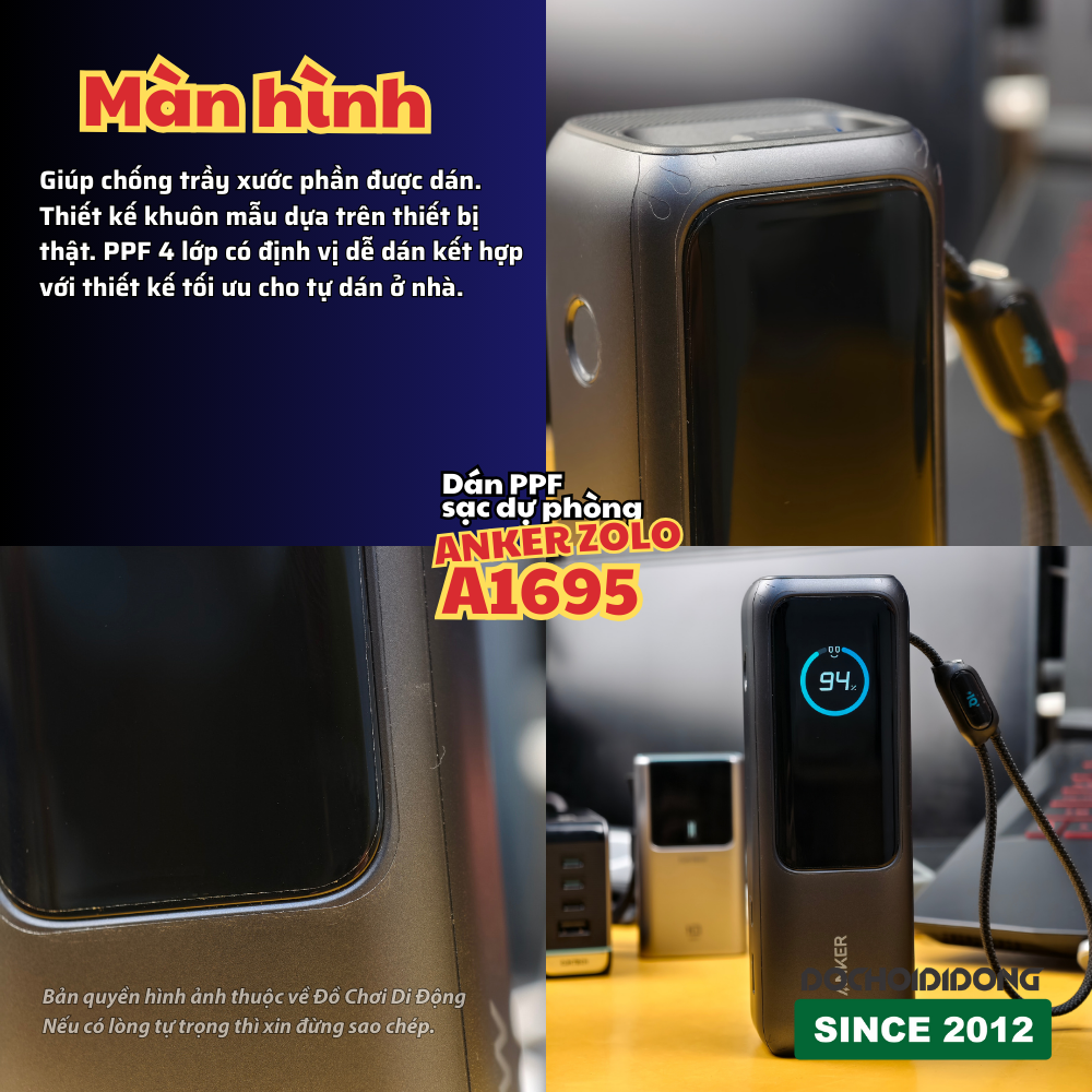 Miếng dán PPF chống trầy màn hình Pin sạc Dự Phòng Anker Zolo 25000 165W - A1695