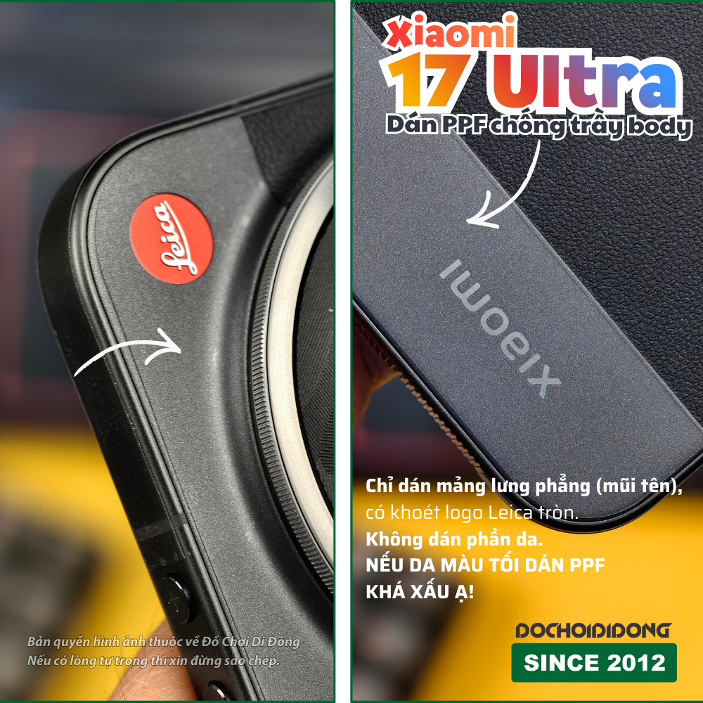 Dán PPF Chống Trầy Body Xiaomi 17 Ultra (Lưng Phẳng/Viền Trên Dưới/Camera) - Thiết Kế Chuyên Dụng